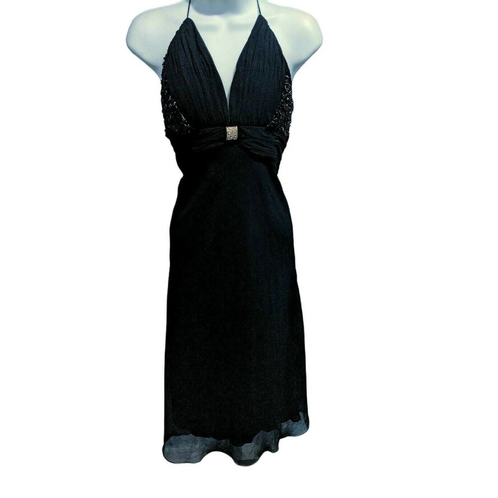 Rue de la Paix Vintage Black Beaded Chiffon 7/8